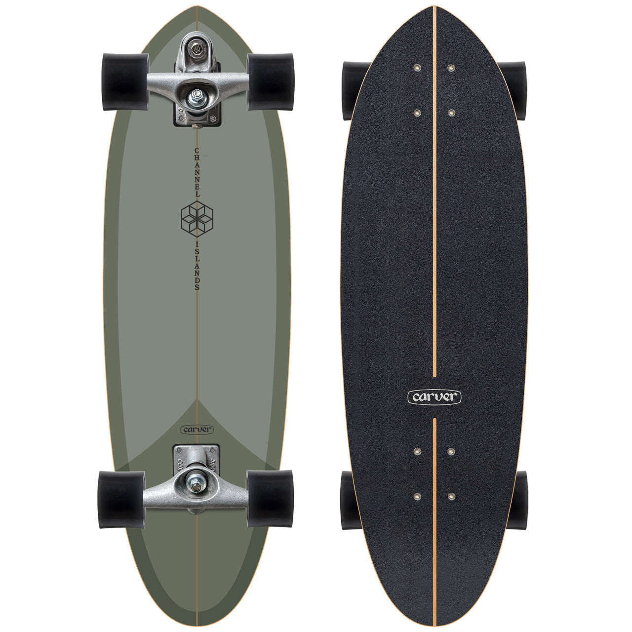 Surfskate Complete C7 Mid Sage: grünes und schwarzes Deck mit schwarzen Wheels