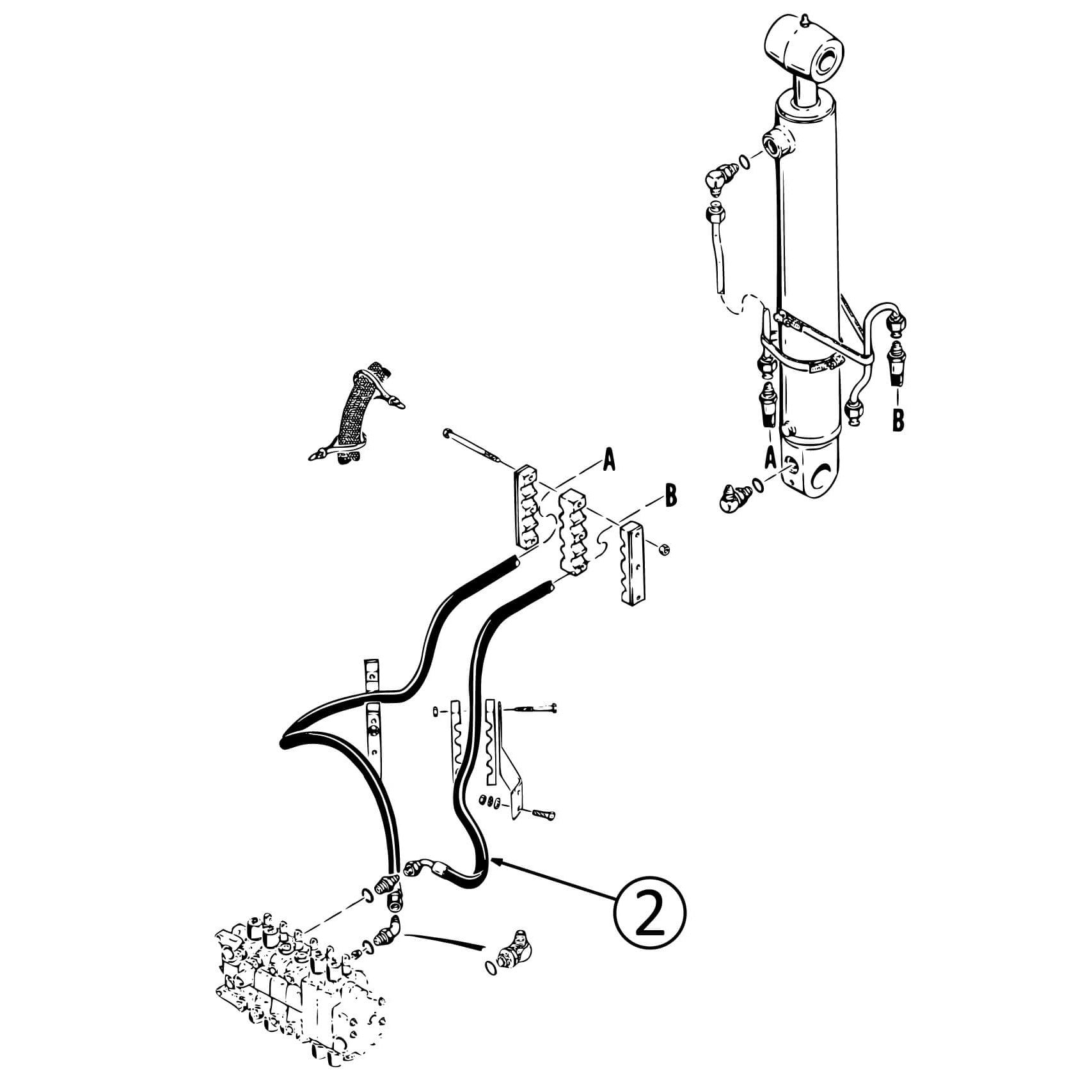 Case 580SK Hose - to Backhoe Boom Cylinder - Bore End - #2 | HW Part Store
