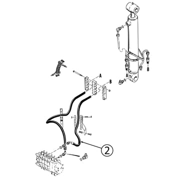 Case 580SK Hose - to Backhoe Boom Cylinder - Bore End - #2 | HW Part Store