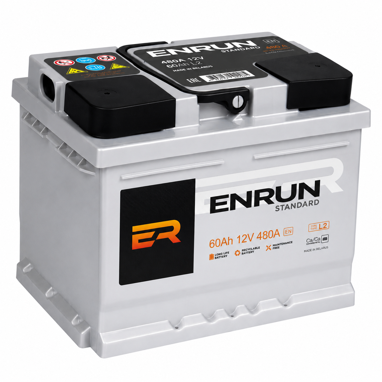 BATTERIE STANDARD 60AH L2 480CCA ENRUN - EXCLU COMMANDE WEB
