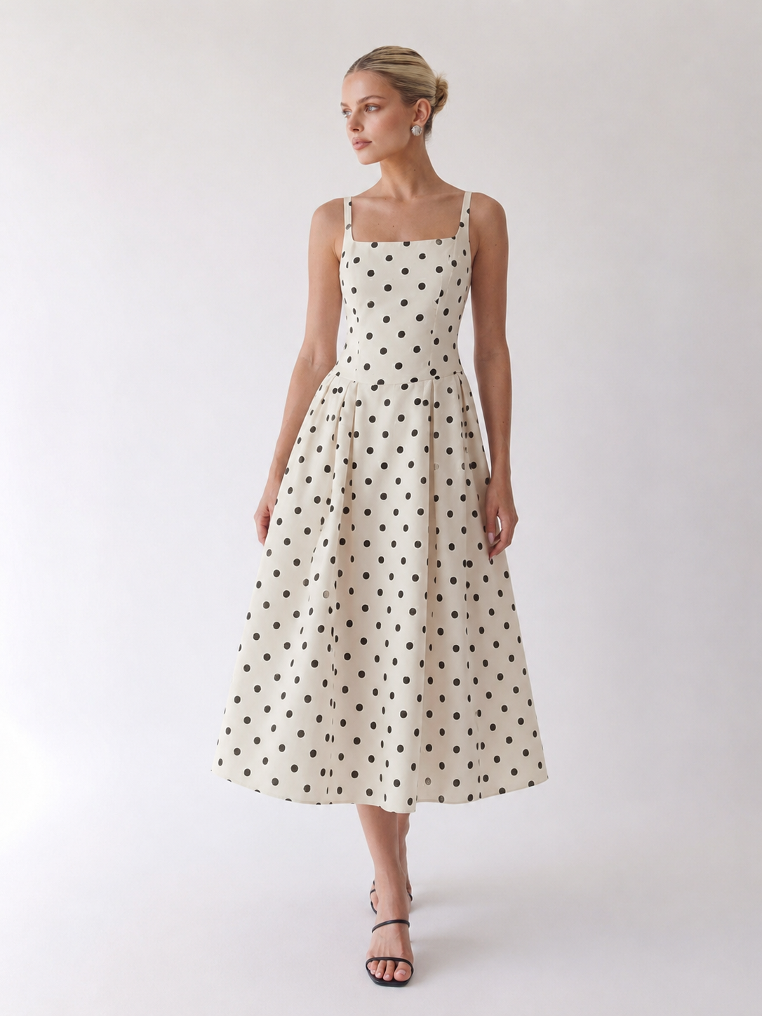 Anna | Polka Dot Midi A-Line Dress