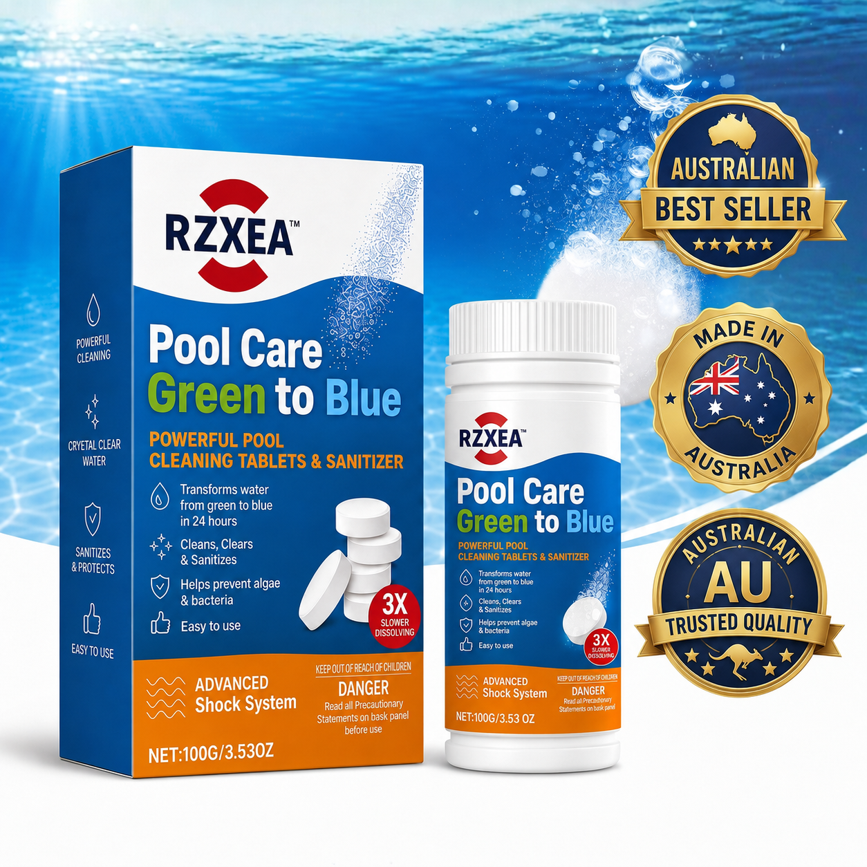 ⭐ RZXEA™ Pool Care Green to Blue