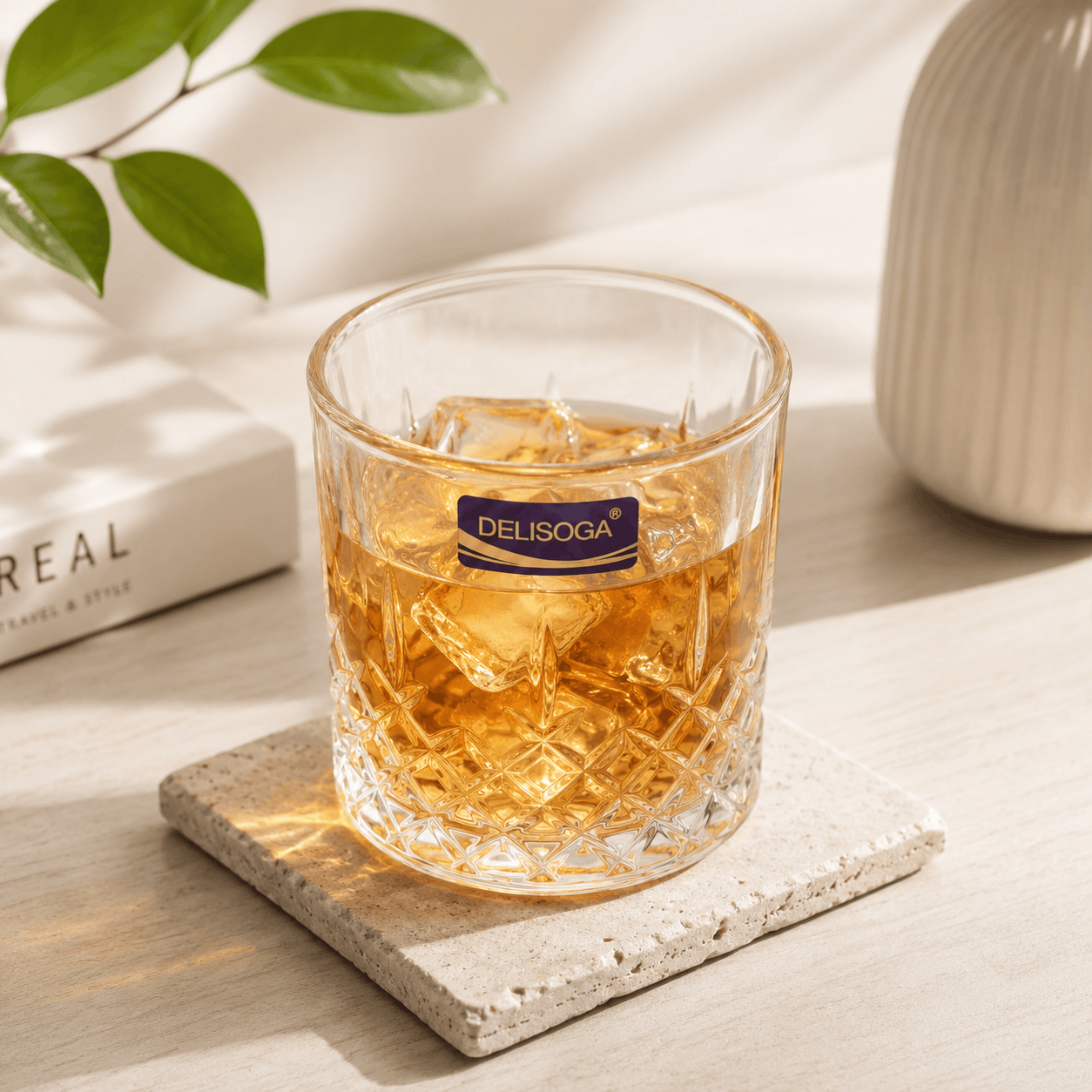 Delisoga 340 ml 6-Piece Diamond Cut Base DOF Glass Set Kaka Bawa Sons