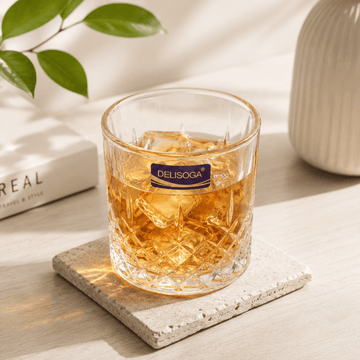Delisoga 340 ml 6-Piece Diamond Cut Base DOF Glass Set Kaka Bawa Sons