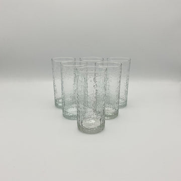 Set of 6 vintage water glasses with crocodile structure