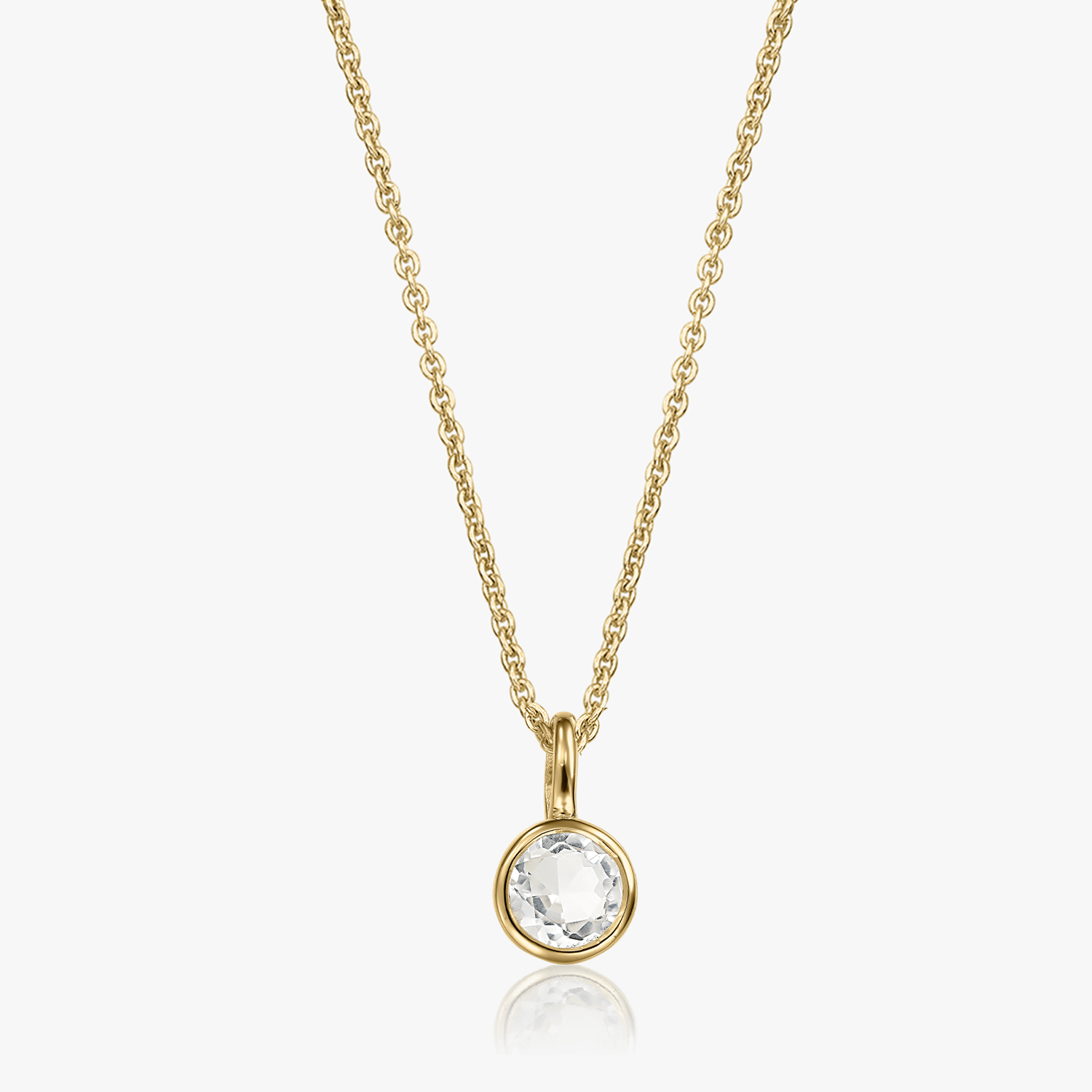 Naszyjnik ze srebra Birthstone Golden April - Biały Topaz - Indira