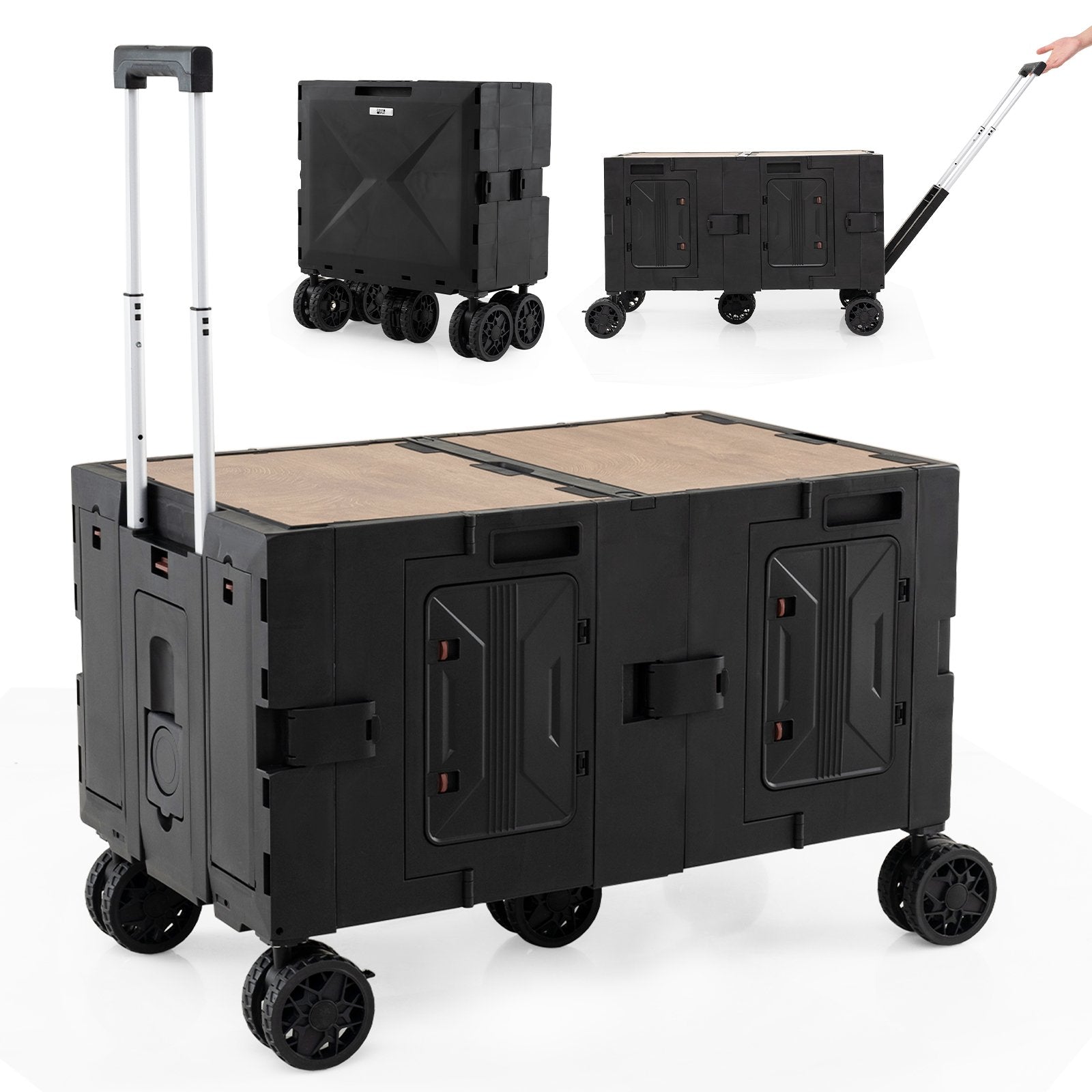Collapsible Wagon Cart Foldable Utility Cart with Telescoping Handle-
