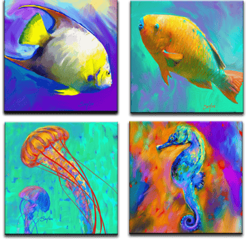"In Living Color" - Set of Four Fine Art Tiles - Savlen Studios