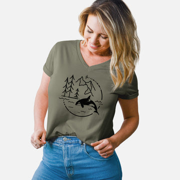 It's All Connected - Orca - Women's Lightweight Relaxed Fit 100% Cotton V-neck