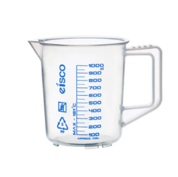 VASO GRADUADO POLIPROPILENO CON ASA G/AZUL 1LT (EISCO)