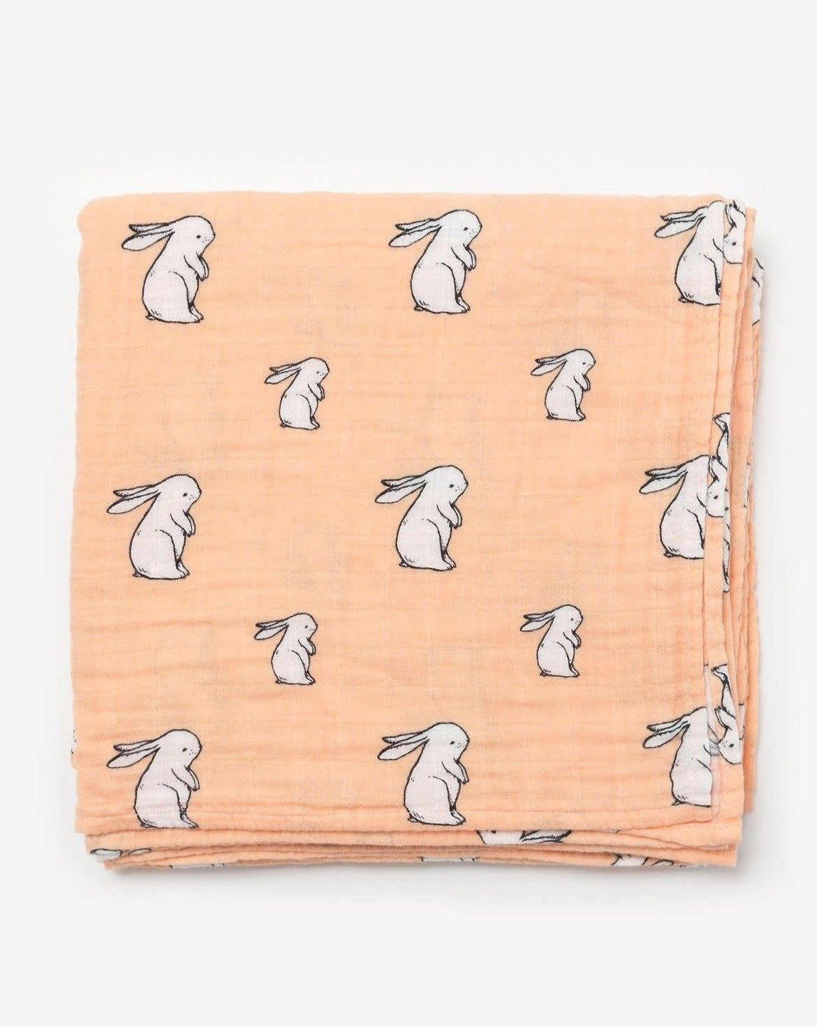 Organic cotton muslin swaddle - et - Long ear bunny.