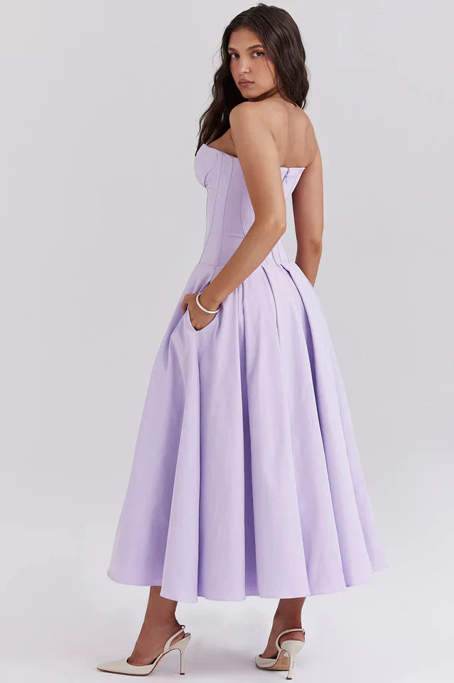 Lady Black Strapless Midi Dress