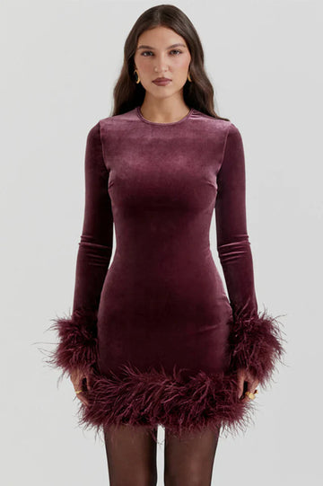Lavinia Mulberry Velvet Mini Dress
