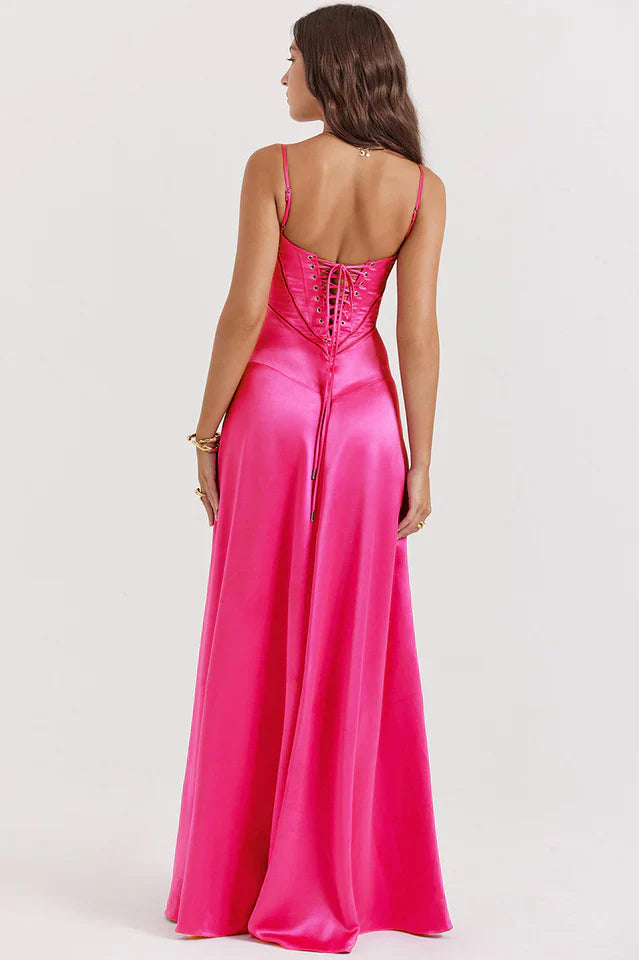 Anabella Black Lace Up Maxi Dress