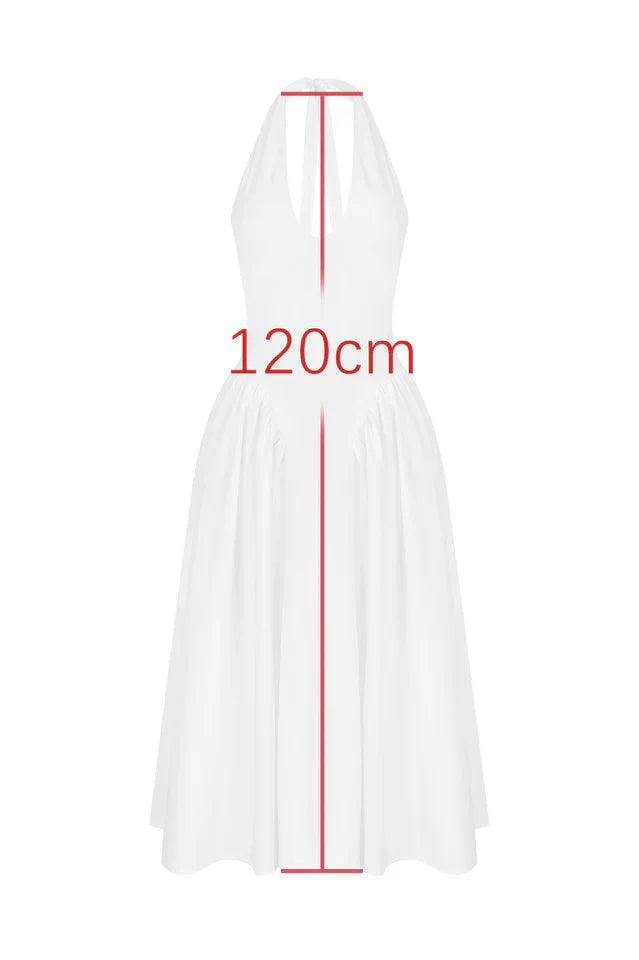 Marilyn White Cotton Halter Midi Sundress