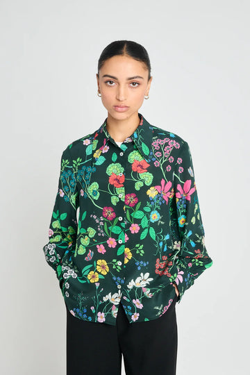 Twenty-Seven Names Marigold Shirt - Deep Green Floral