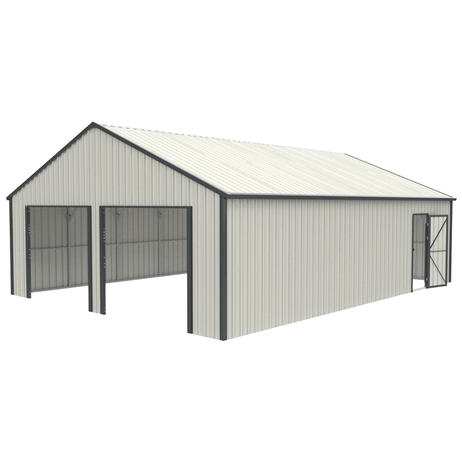 Chery Industrial 25' x 33' Double Garage Metal Shed with Side Entry Door - DOUMS2533CR01