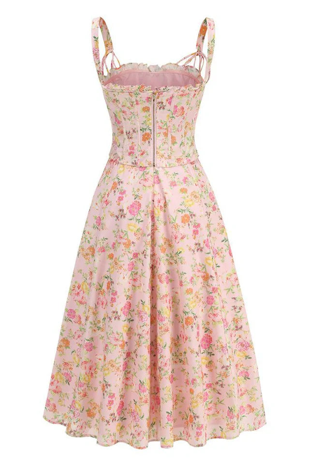 Clarabelle Pink Meadow Print Cotton Sundress