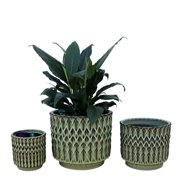 Felix Cylinder Pots S/3 - Green