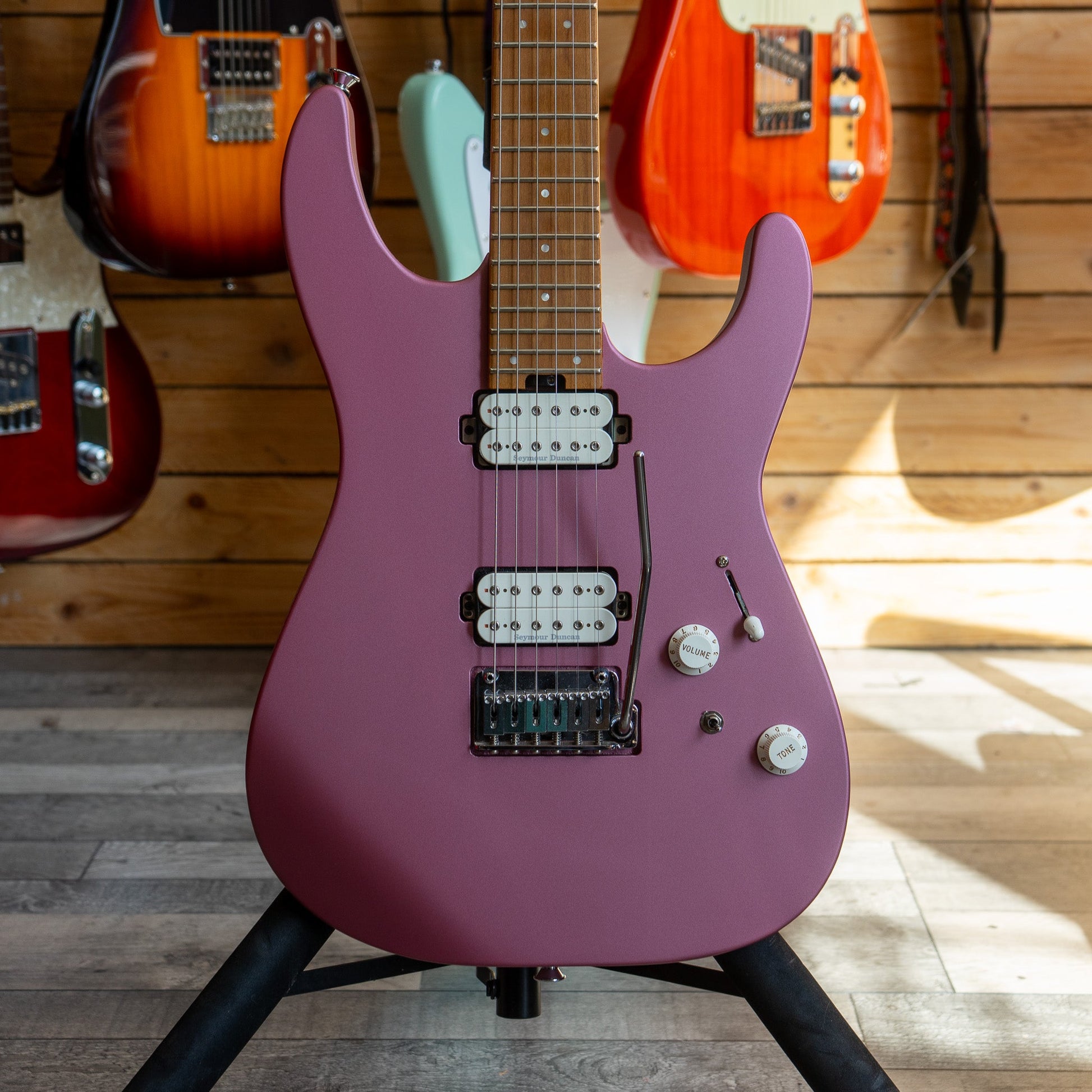 Charvel Pro Mod DK24 HH Dinky 2PT Caramelized Maple Satin Burgundy Mist - (Pre-Owned)