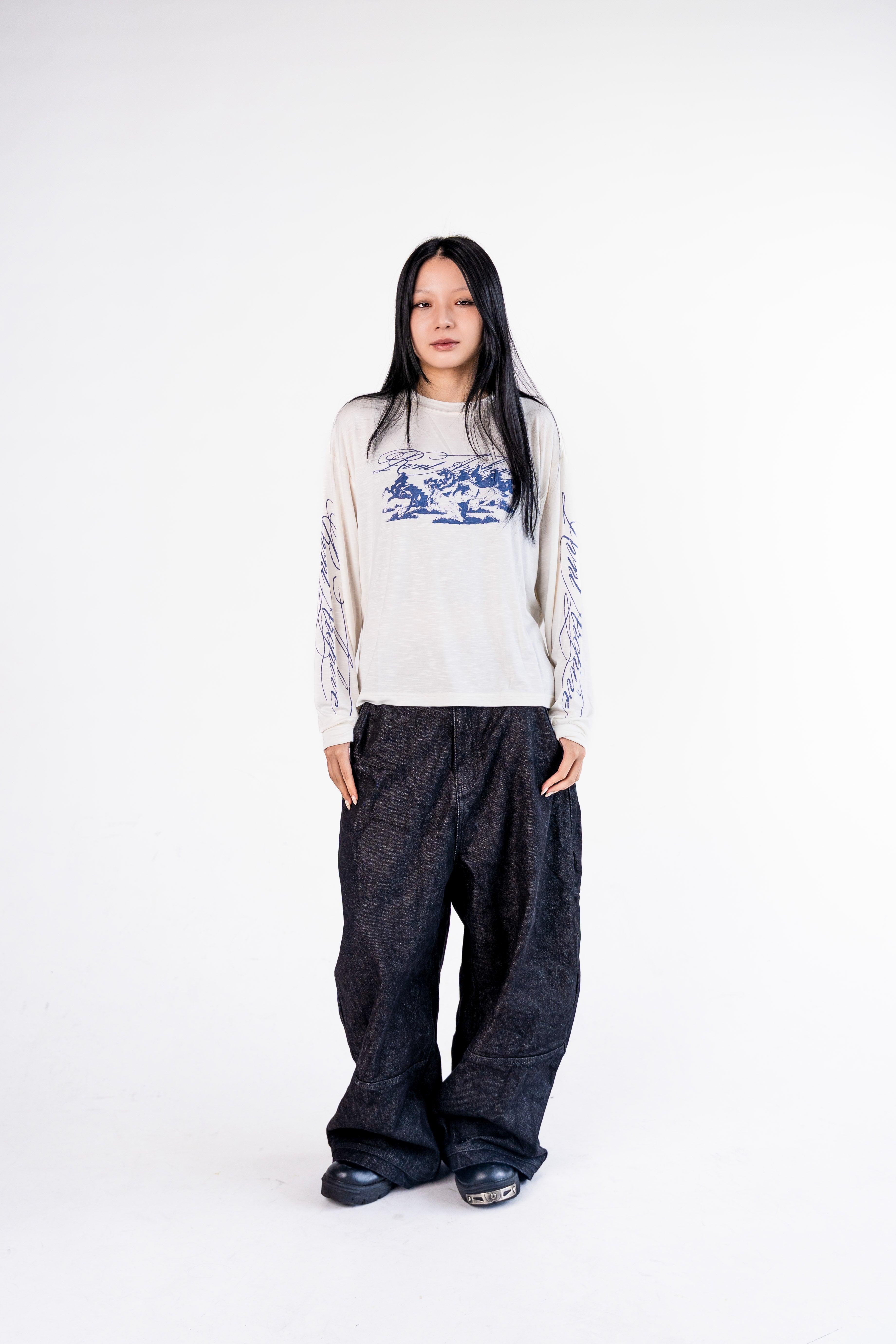 "Year of the Horse" Script Long Sleeve in White