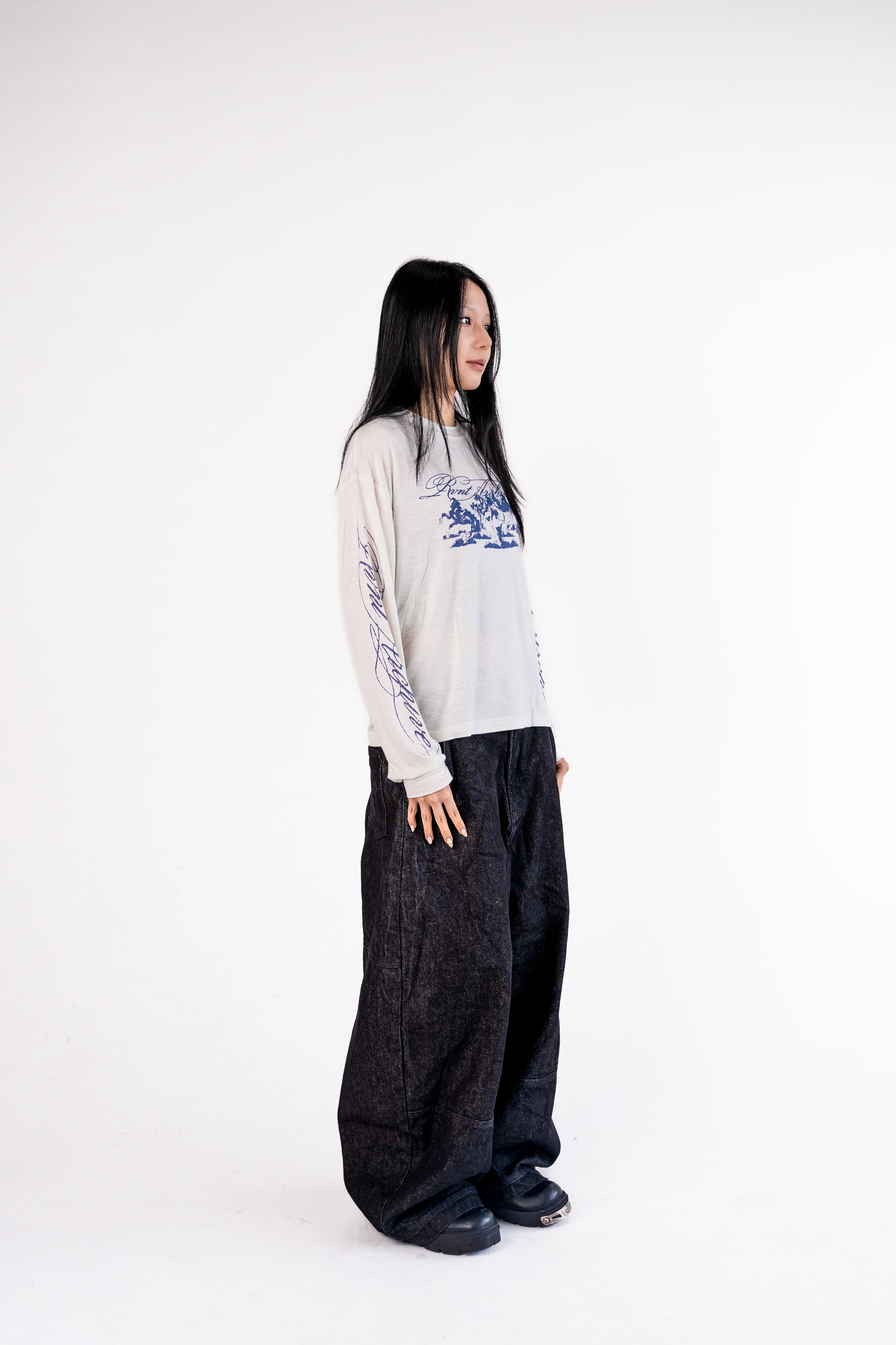 "Year of the Horse" Script Long Sleeve in White