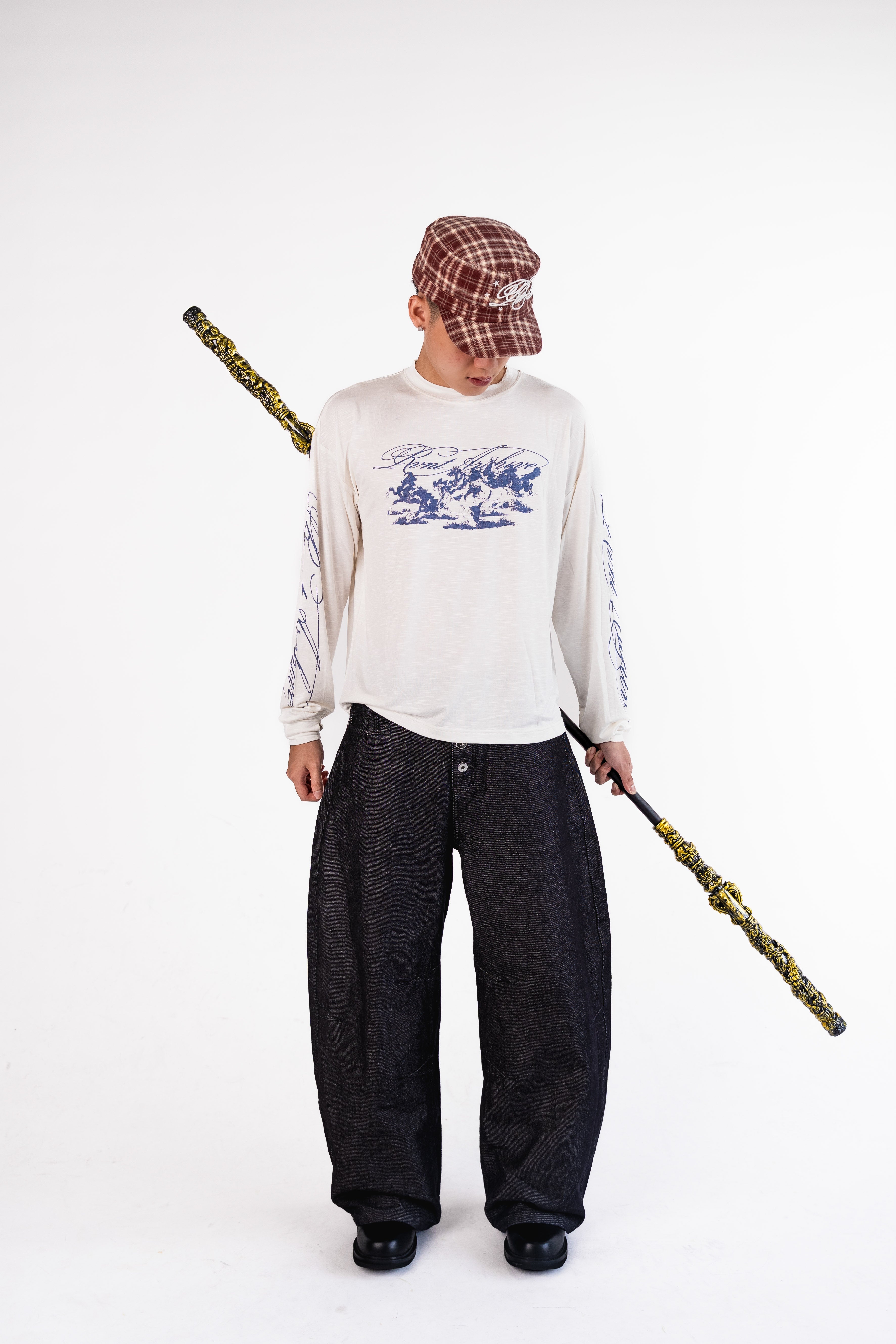 "Year of the Horse" Script Long Sleeve in White