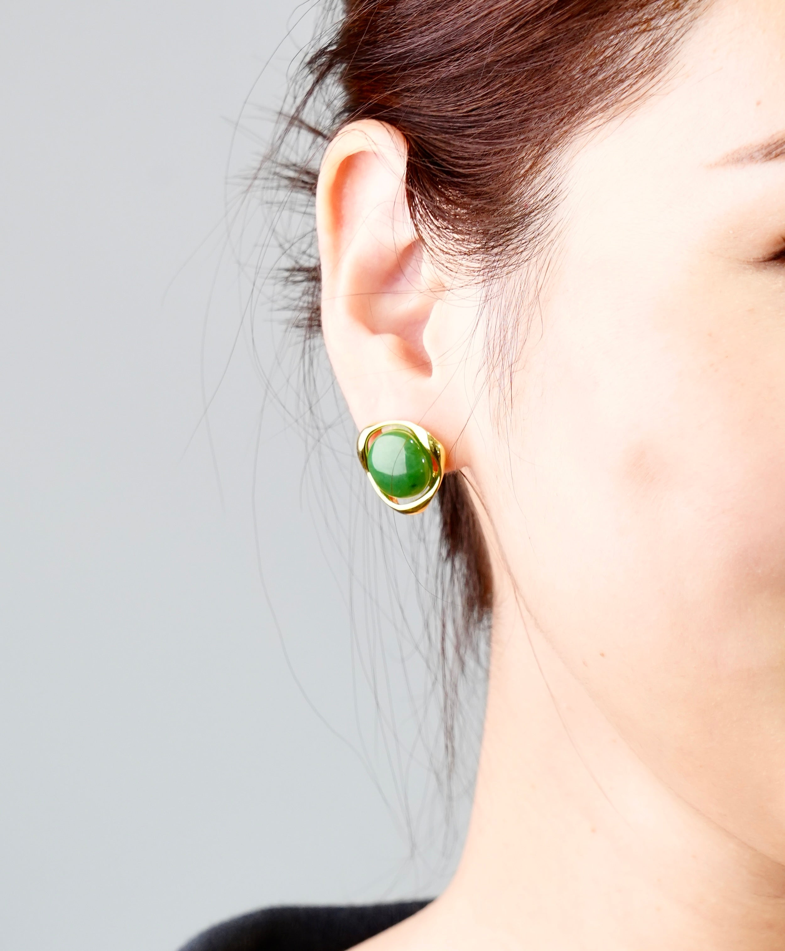 Canadian Polar Jade Earrings Vintage Triangle Design Natural Jade #1079