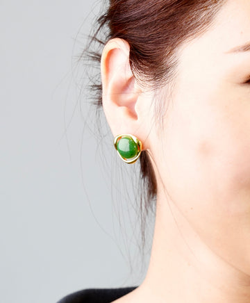 Canadian Polar Jade Earrings Vintage Triangle Design Natural Jade #1079