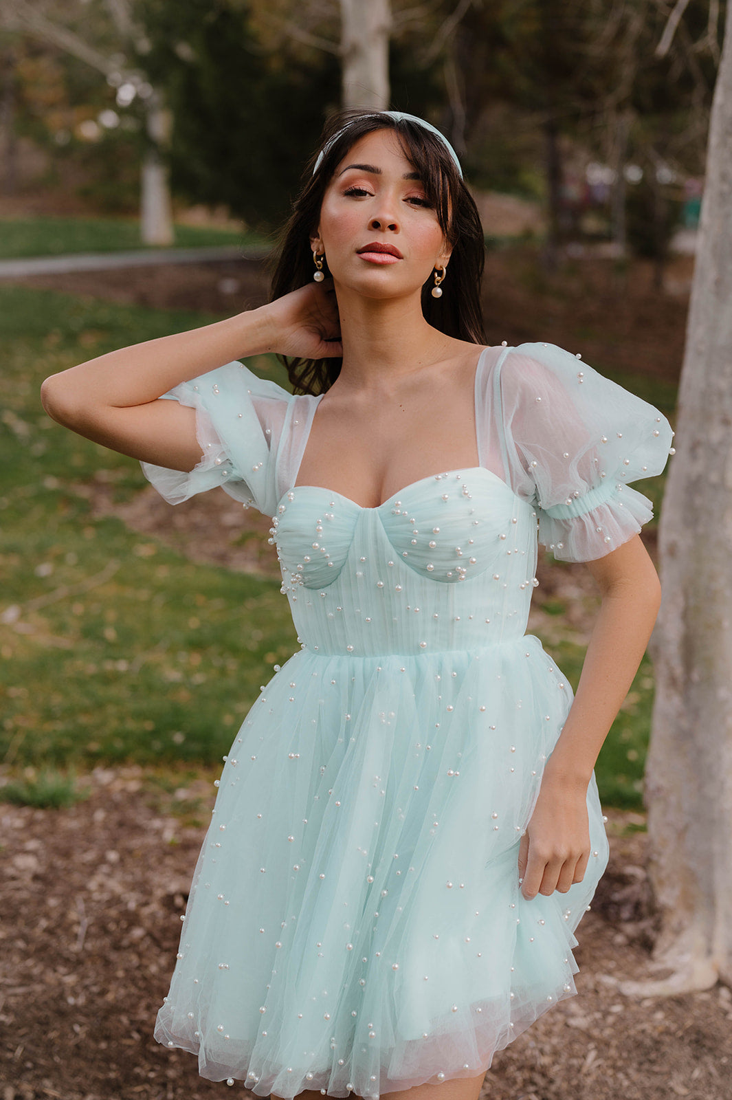 Pearl Mini Dress - Mint Green