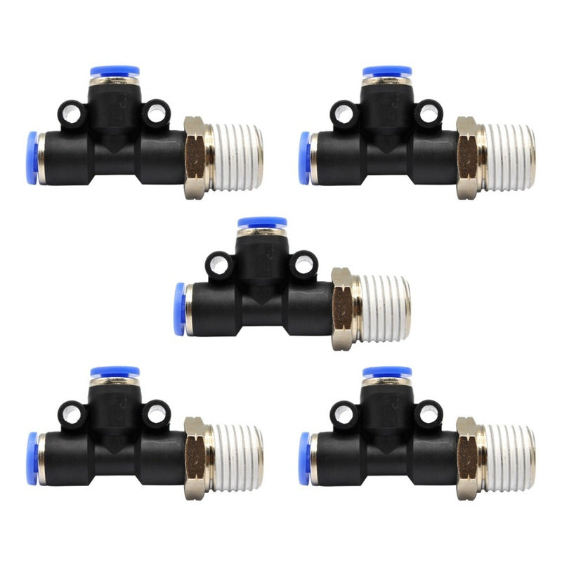 5 Pz Conector/racor Rápido Neumático Tee Lateral 1/4 X 4mm
