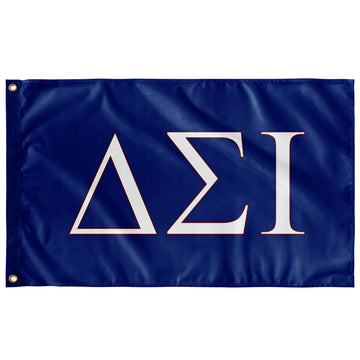 Delta Sigma Iota Fraternity Flag - Royal, White & Foliage Rose