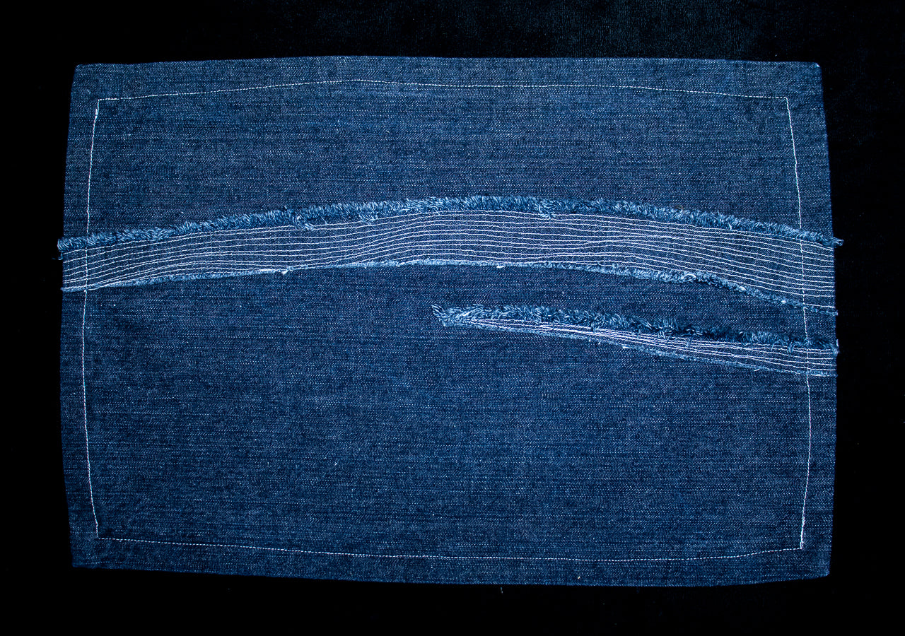 Single Denim Placemat with White Stitching