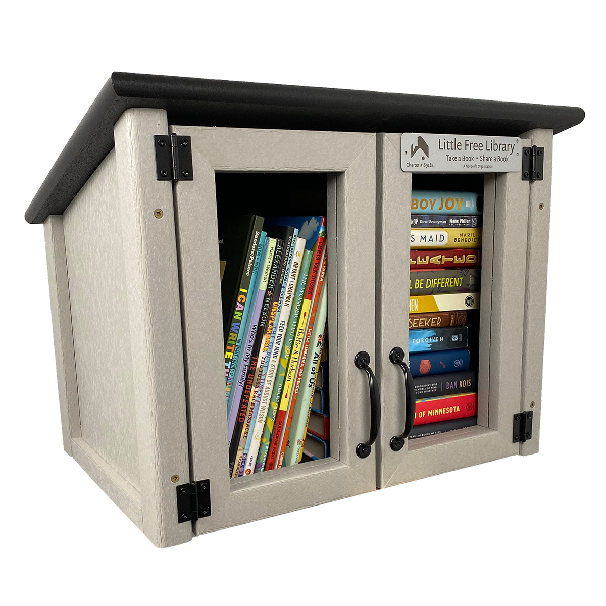 Composite Double Door Cottage Gray Little Free Library