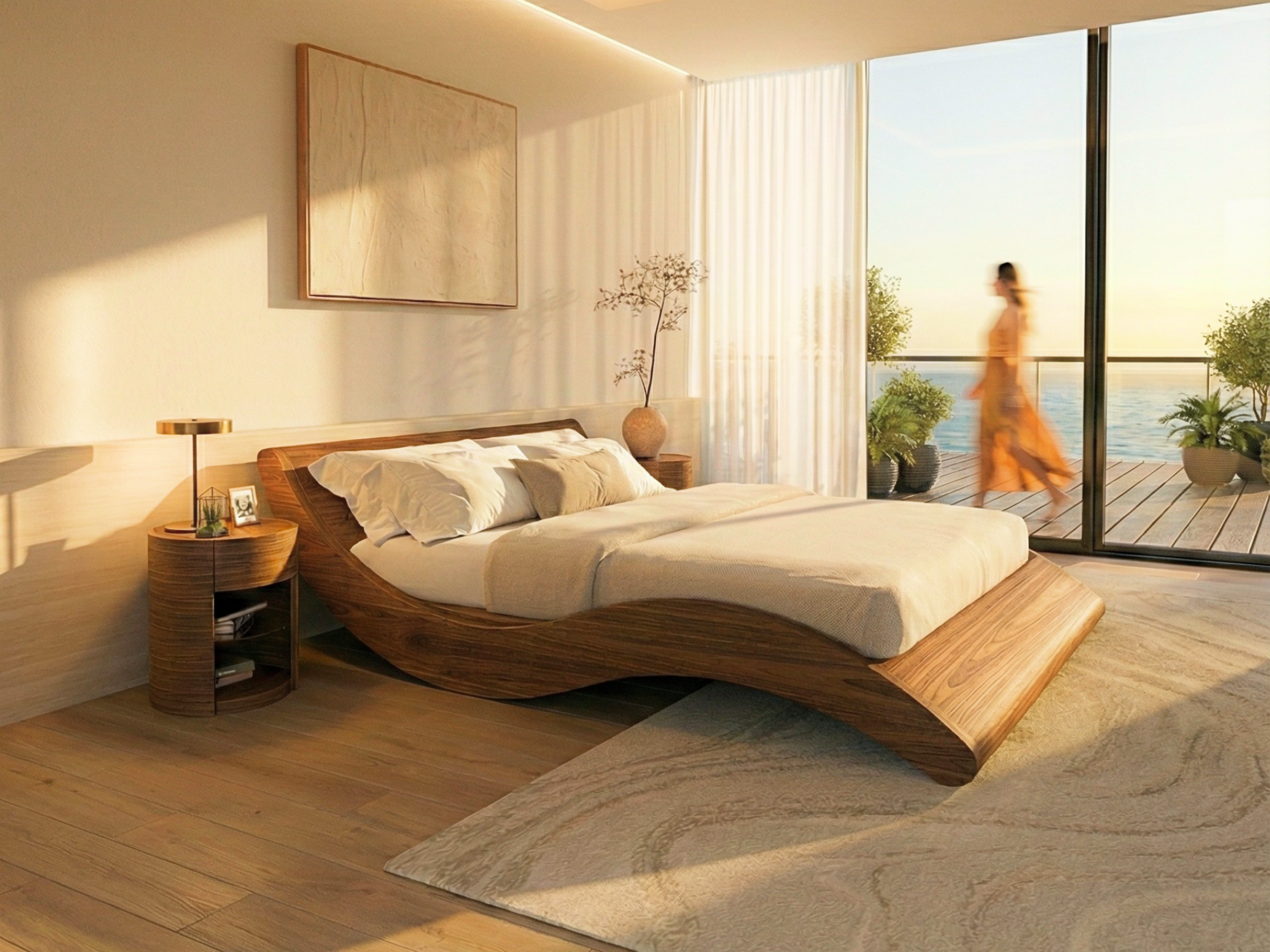 Dune Bed - Walnut Natural (Image for illustrative purposes only)