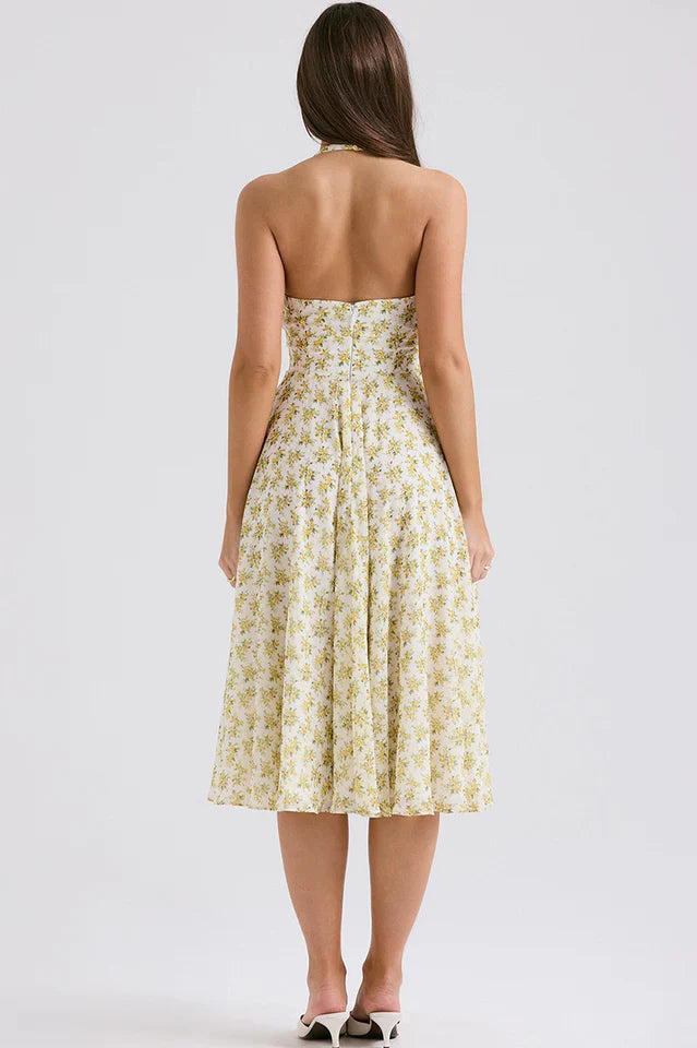 Solada Ivory Vintage Floral Print Sundress