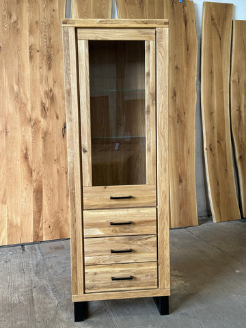Vitrine Eiche Massiv Holz Soft-Close