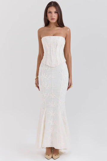 Dakota Embroidered Strapless Corset Set