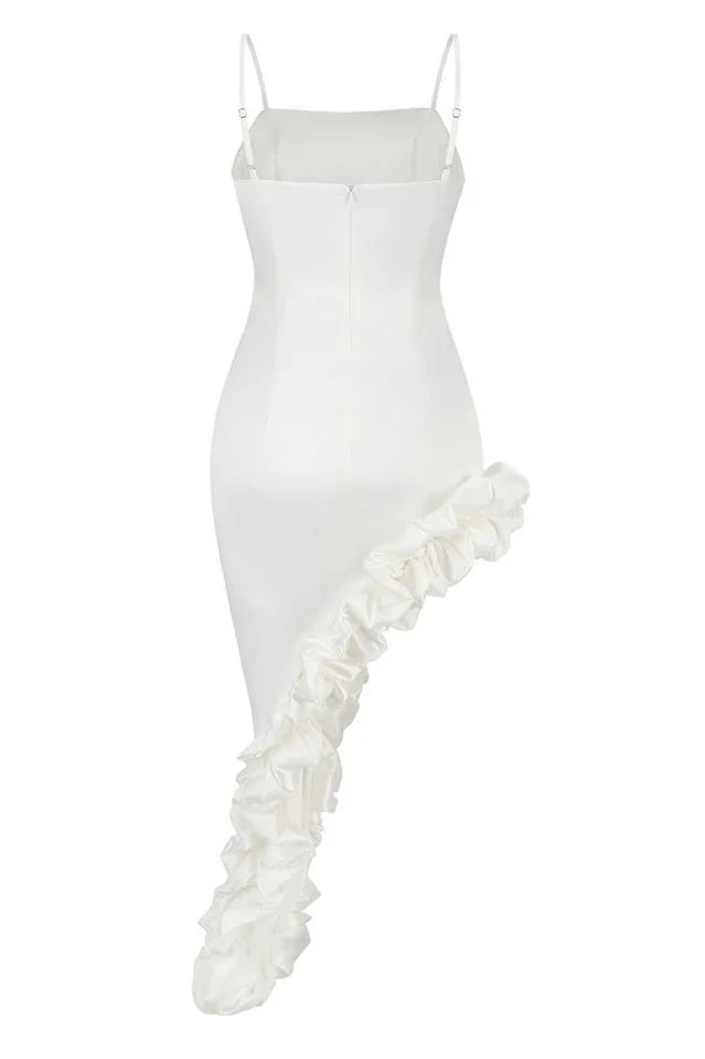 Florence Off Shoulder Asymmetric Ruffle Dress