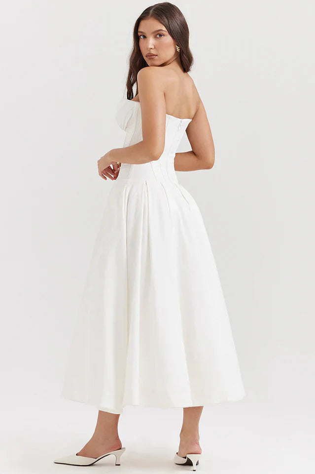 Lady Black Strapless Midi Dress