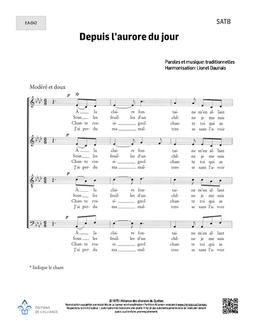 Depuis l'aurore du jour - SATB