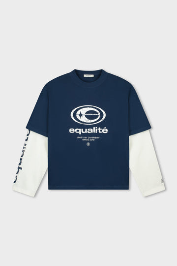 ELAN DOUBLE LAYER LONGSLEEVE TEE | NAVY & OFF-WHITE