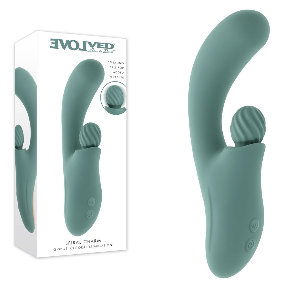 Evolved Spiral Charm Green 18 Cm Usb Rechargeable Rabbit Vibrator