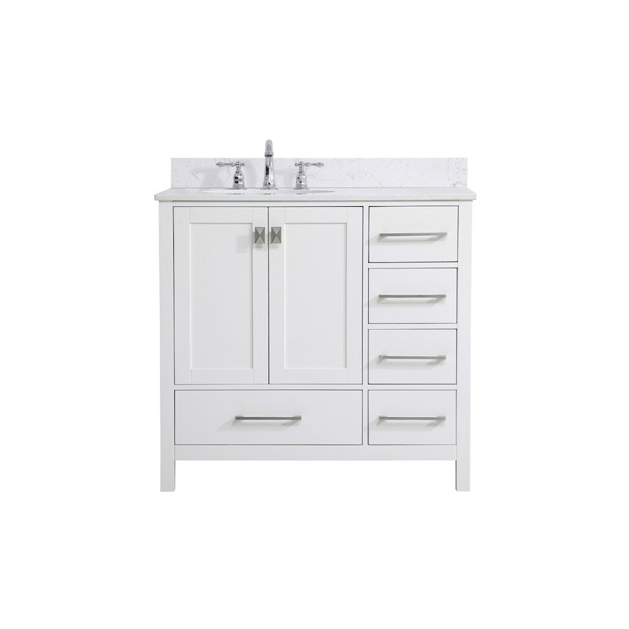 Elegant Irene 36" Single Bathroom Vanity, White/Backsplash - VF18836WH-BS