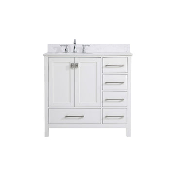 Elegant Irene 36" Single Bathroom Vanity, White/Backsplash - VF18836WH-BS