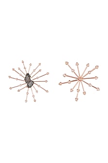 Rose Gold Finish Mismatch Style Earrings