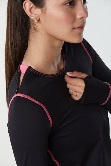 The Signature Long-Sleeved Dress - Black & Pink