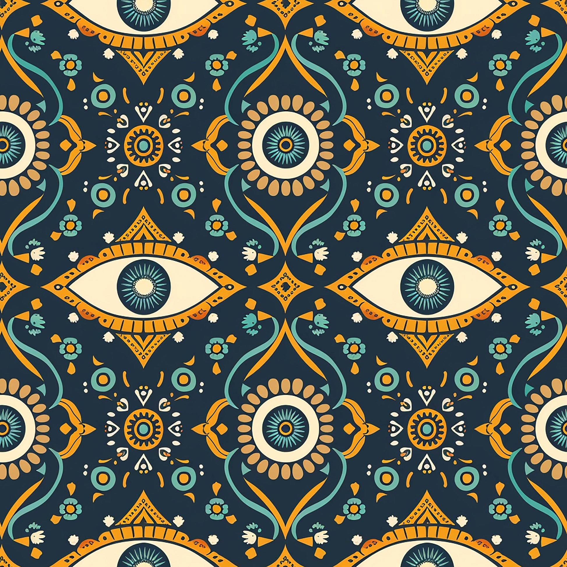 Evil Eye Pattern 8 Quilting Cotton Fabric