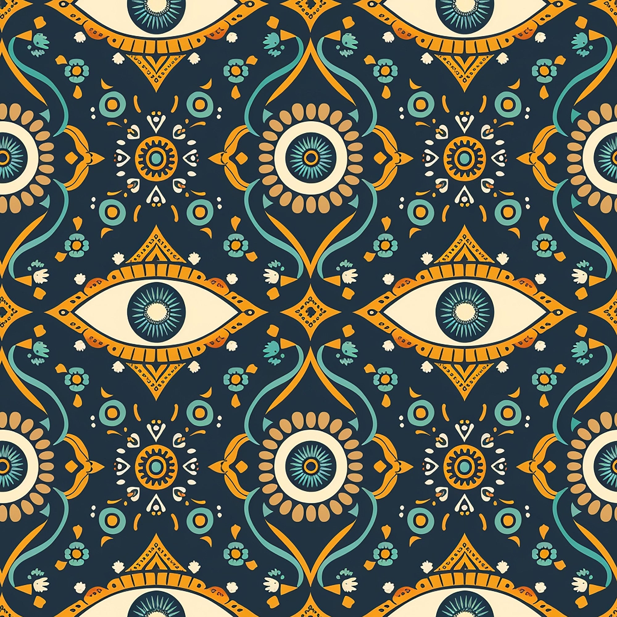 Evil Eye Pattern 8 Quilting Cotton Fabric