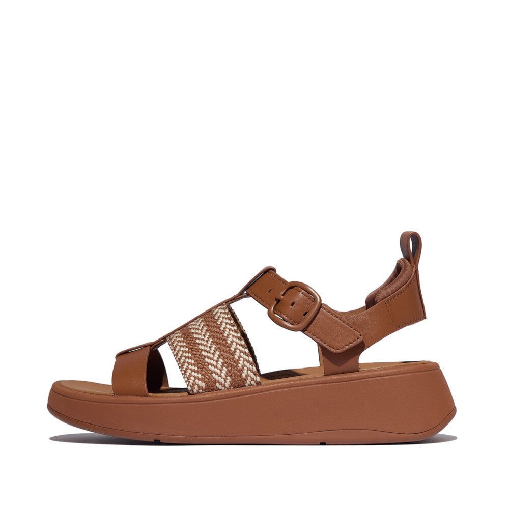 F-MODE V-WEAVE/LEATHER FISHERMAN SANDALS